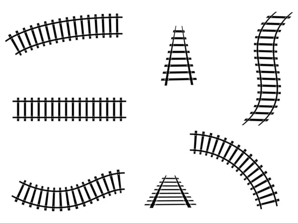 Vonatsínek Beállítva Vektor Illusztráció Elszigetelt Fehér Egyenes Közúti Szállítási Vasúti — Stock Vector