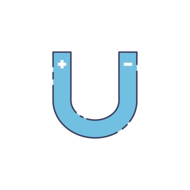 Beyaz arkaplanda izole edilmiş mıknatıs simgesi vektör çizimi.