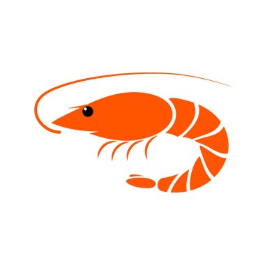 Karides ikonu vektör çizimi. Beyaz arka planda izole edilmiş taze deniz yiyecekleri.. 