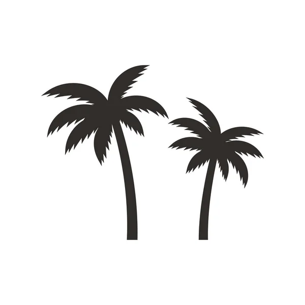 Coconut Tree Vector Illustration Isolated White Tropic Palm Black Silhouette — Stock Vector