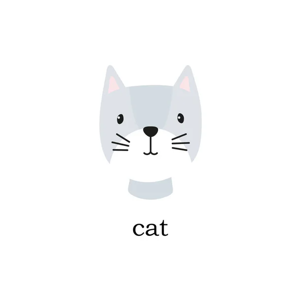 Niedliche Katze Kopf Vektor Animal Cartoon Print Illustration Isoliert — Stockvektor