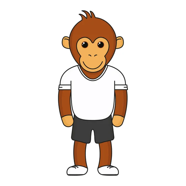Wise Dressed Monkey Cartoon Vector Animal Print Illustration Isolated White — Stock Vector