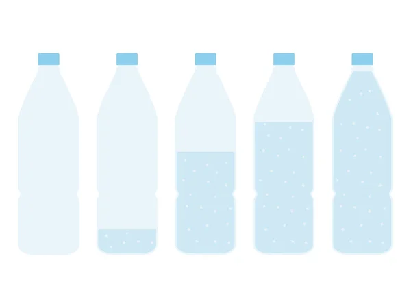 Пластиковая Бутылка Воды Пустой Почти Полный Наполовину Полный Вектор Бутылки — стоковый вектор