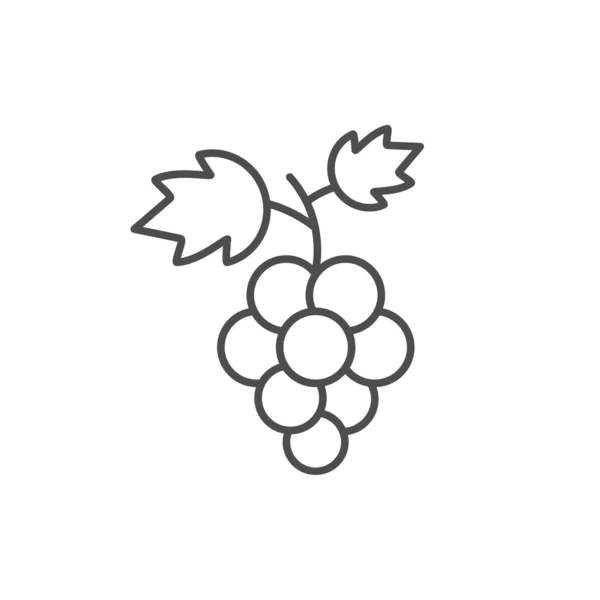 Ilustração Vetor Ícone Fruta Das Uvas Isolado Branco Logotipo Vinho — Vetor de Stock