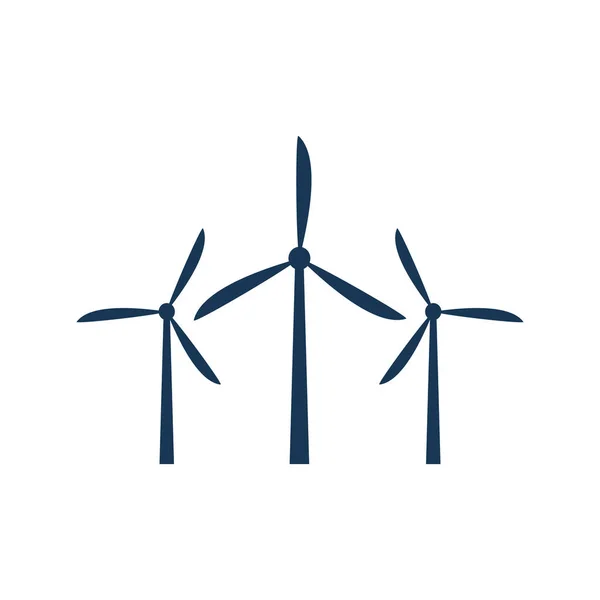 Windenergie Turbine Icoon Set Windmolen Symbool Vector Illustratie Geïsoleerd Wit — Stockvector