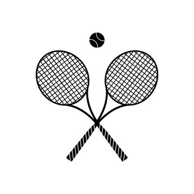 Tenis toplu tenis raketleri. Vektör illüstrasyonu beyazda izole edildi.