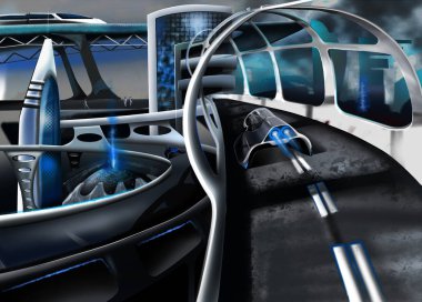 Geleceğin Şehri. 3D çizim.