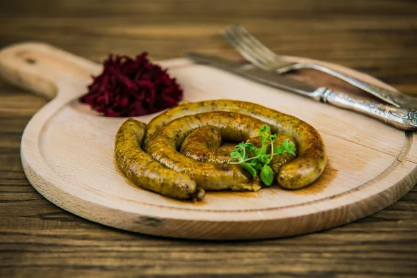 Slovak geleneksel gıda - beyaz puding ahşap oyun tahtası