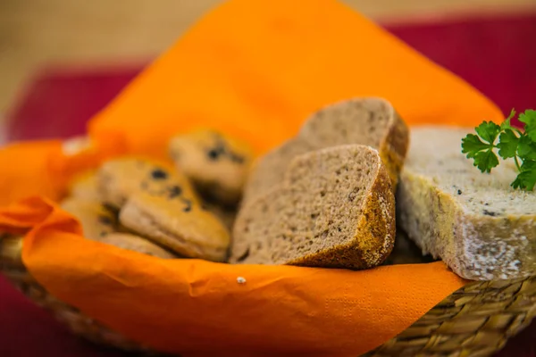 Pane Integrale Fatto Casa Panini Pane Affettato Segale Vari Tipi — Foto Stock