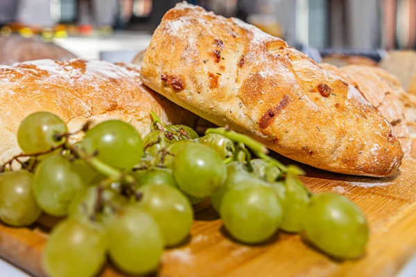 Closeup Details Fresh Traditional Home Baked Wholemeal Bread Buns — 스톡 사진