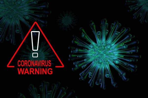Coronavirus 2019 Ncov新颖的Coronavirus概念 流感和大流行性流感一样危险 显微镜病毒关闭 3D渲染 — 图库照片
