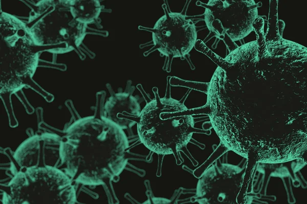 Coronavirus 2019-ncov roman Coronavirus konsepti. Grip salgını gibi tehlikeli grip vakaları. Mikroskop virüsü yaklaşıyor. 3d oluşturma