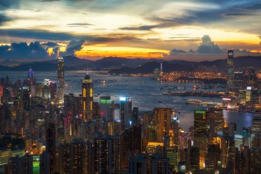 Hong kong ve Kowloon Cityscape 