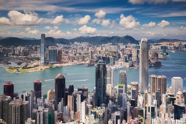 Görünüm Hongkong noktası şehir ve Kowloon city — Stok fotoğraf