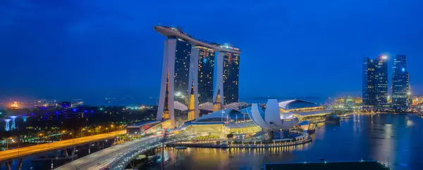 Panoráma Singapuru. Singapurské obchodní čtvrti — Stock fotografie