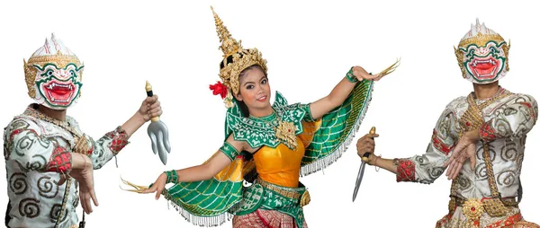 Porträtt av thailändsk ung dam i en forntida thailand dans — Stockfoto