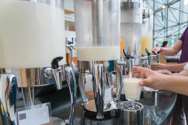 Milk for drink in lunch buffet — Stock Photo, Image