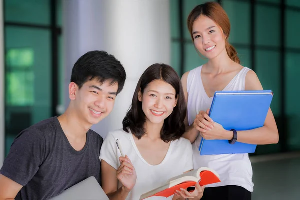Asian student do report and home work togather — Stock Photo, Image