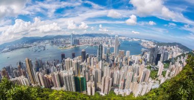 Hong Kong şehrinin Üstten Görünüm