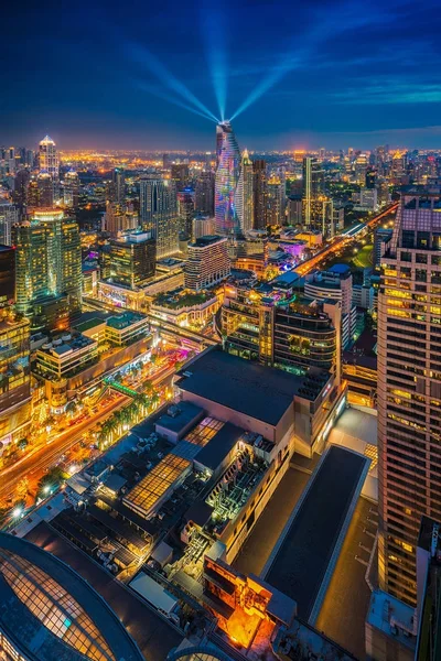 Zonsondergang Ratchaprasong Sukhumvit Gebied Bangkok Stad Vanaf Uitkijkpunt Kapitaliseren Bar — Stockfoto