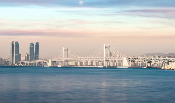 Ponte Busan Cidade Com Pôr Sol Céu Doce Busan Coreia — Fotografia de Stock