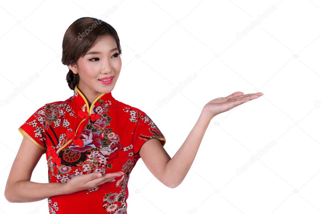 Asian lady in Chinese new year dress 