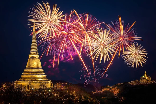 Festival Annuel Feux Artifice Phranakhon Khiri Phetchaburi Thaïlande — Photo