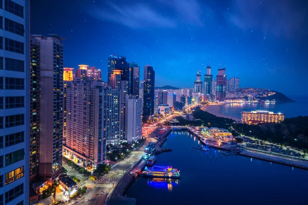 Playa Busan Con Cielo Bullicioso Verano Ciudad Busan Corea Del — Foto de Stock