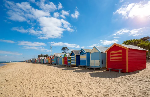 Melbourne Avustralya Daki Brighton Plajında Beyaz Kumlu Plajda Güzel Hamamlar — Stok fotoğraf