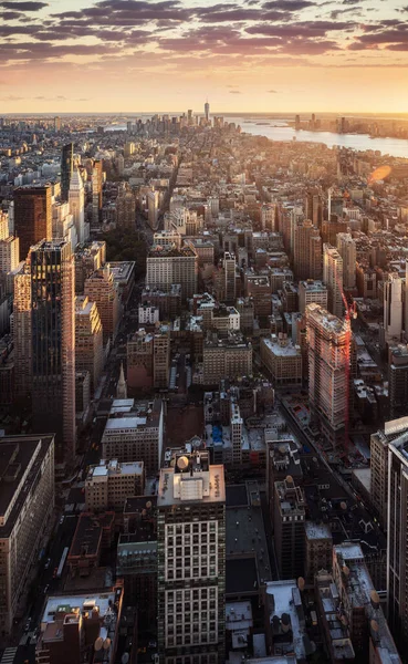 New York City Skyline Urban Skyscrapers Sunset Usa — Stock Photo, Image