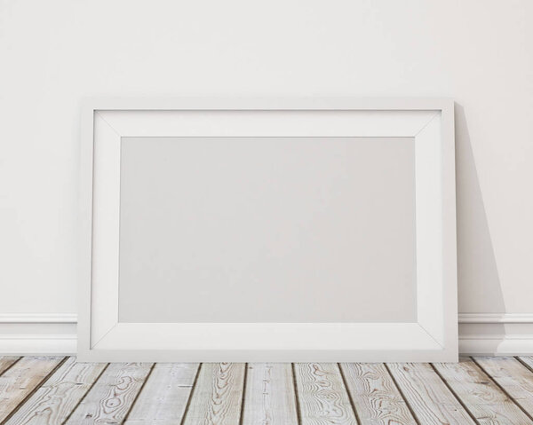 mock up poster frame in hipster interior background, 3D render, 3D illustration