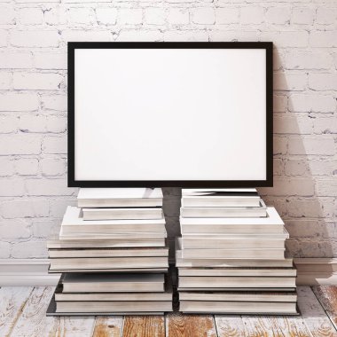 poster çerçevesi hipster iç arka plan, İskandinav tarzı, 3d render kadar alay