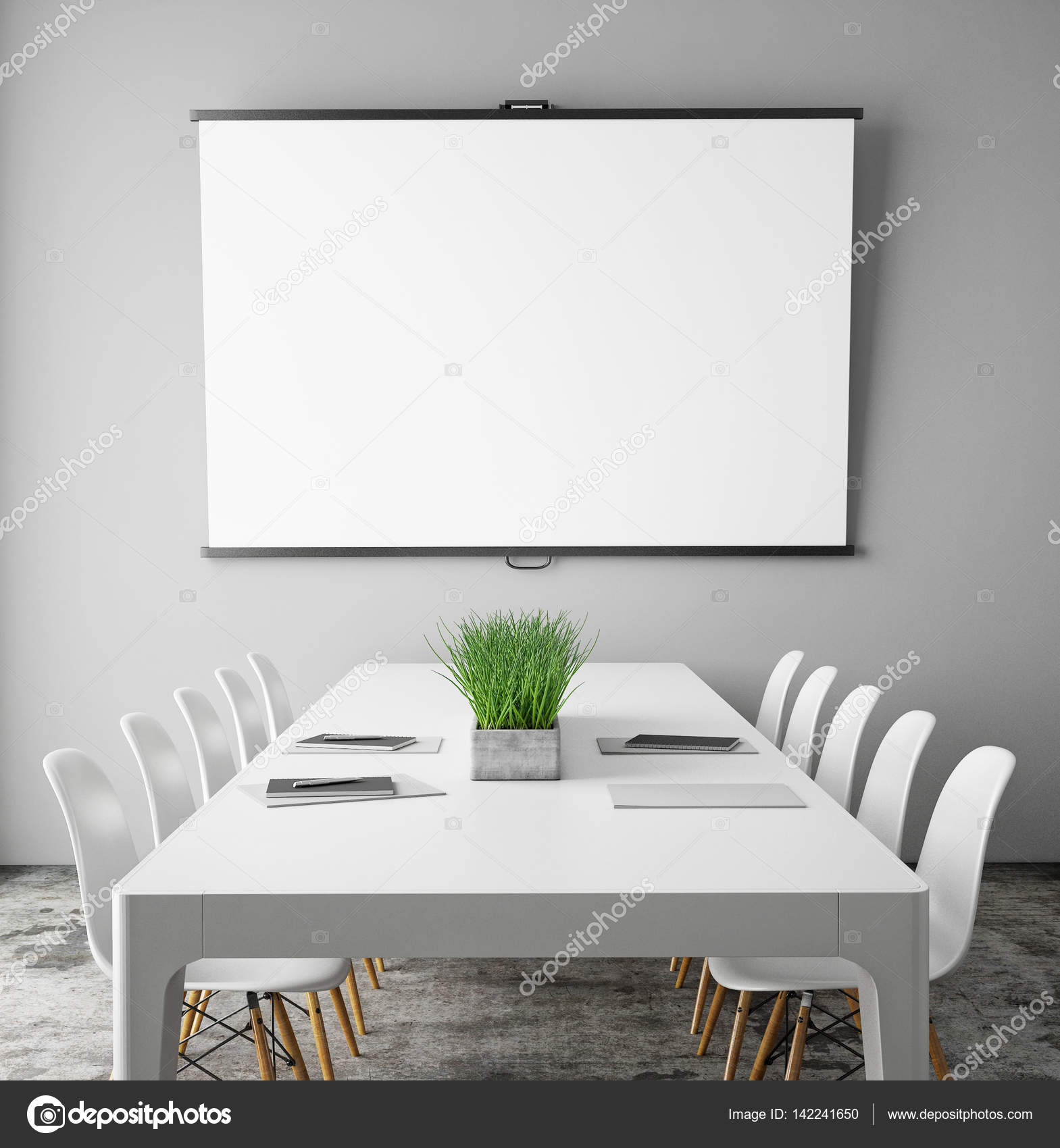 Mock up poster on meeting conference table with office accessories and  laptop computers, hipster interior background Stock Photo by ©MockUpDesign  142241650