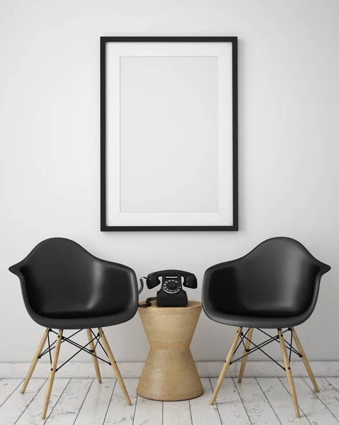 Mock up posterframe op hipster interieur achtergrond, Scandinavische stijl — Stockfoto