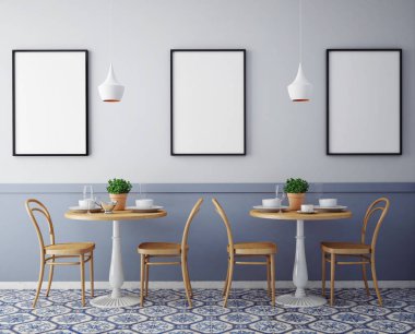 poster vintage hipster Cafe Restoran iç arka plan ile alay