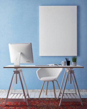 poster çerçeveleri hipster iç arka planda, 3d render kadar alay