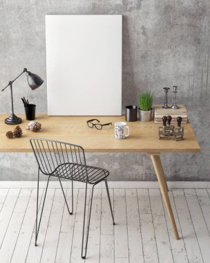 poster çerçeveleri hipster iç arka planda, 3d render kadar alay