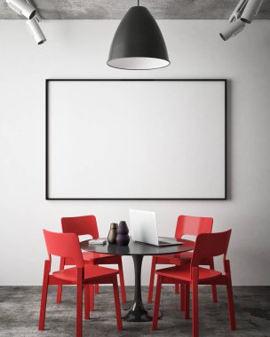 poster çerçevesi hipster iç arka plan, İskandinav tarzı, 3d render kadar alay