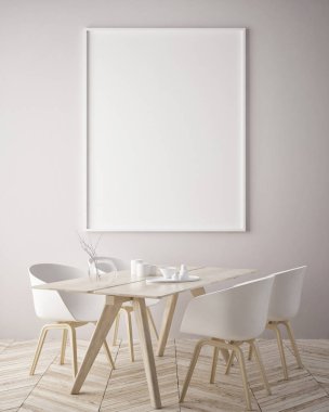 poster çerçevesi hipster iç arka plan, İskandinav tarzı, 3d render kadar alay