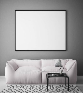 poster çerçevesi hipster iç arka plan, İskandinav tarzı, 3d render kadar alay