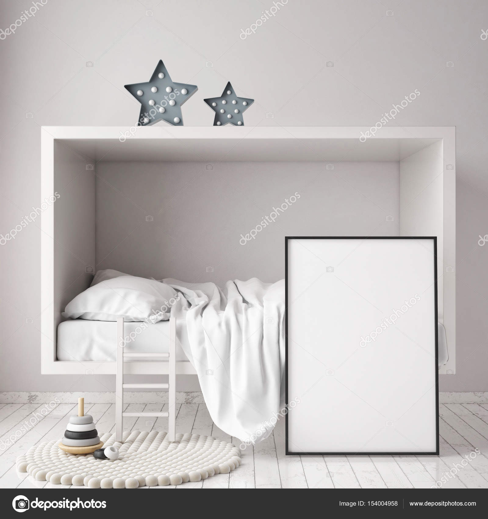 mock up poster frame in children bedroom, scandinavian style mock up poster frame in children bedroom, scandinavian style