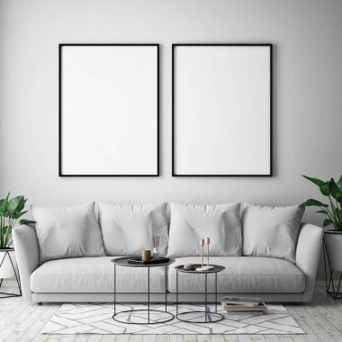 poster çerçevesi hipster iç arka plan, İskandinav tarzı, 3d render, 3d çizim kadar alay