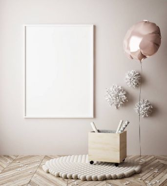 poster parti dekorasyon, 3d render ile iç arka plan dalga