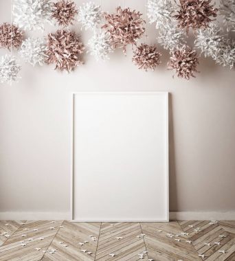 poster parti dekorasyon, 3d render ile iç arka plan dalga