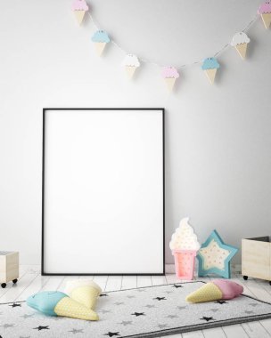 poster parti dekorasyon, 3d render ile iç arka plan dalga