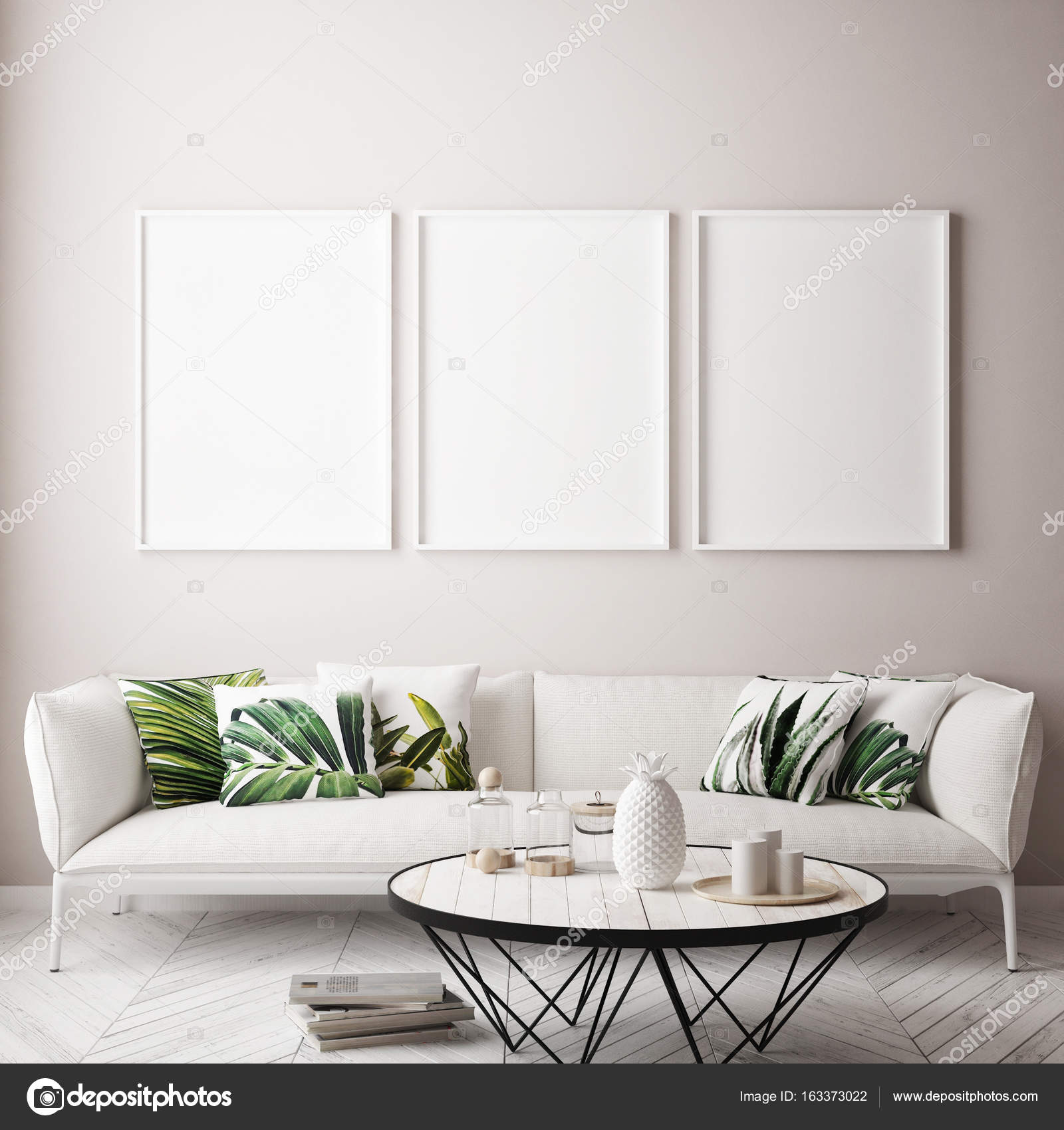 mock up verlichte wissellijst in tropisch interieur achtergrond ... mock up verlichte wissellijst in tropisch interieur achtergrond ...