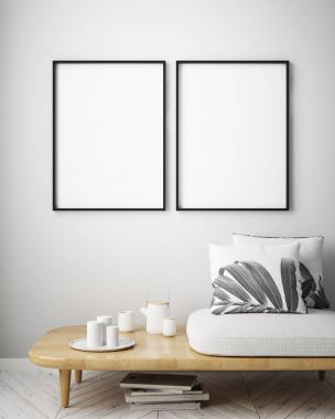 poster çerçevesi tropikal iç arka plan, modern Karayipler style, 3d çizim kadar alay