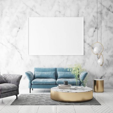 poster çerçevesi iç arka plan, İskandinav tarzı, 3d render, 3d çizim kadar alay