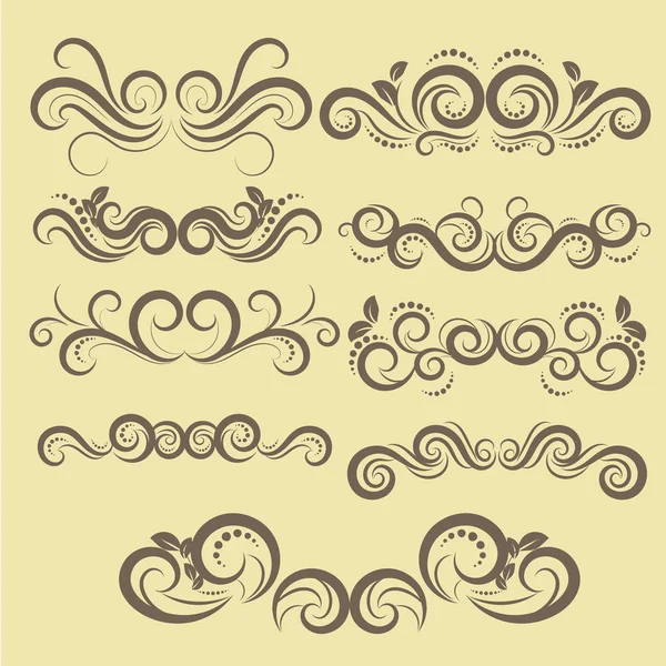 Blomma kalligrafi vektor set — Stock vektor
