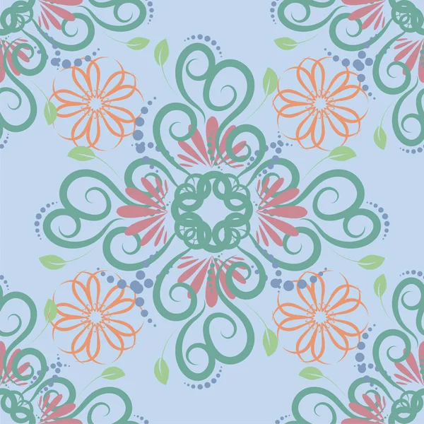 Modèle floral abstrait sans couture, motif mandala — Image vectorielle